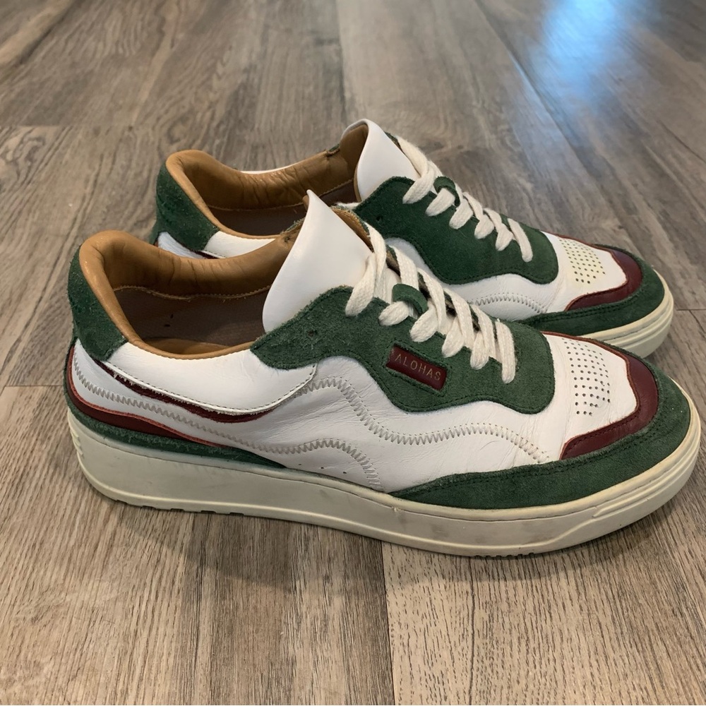 Alohas Tb.87 Leather Shoes Sneakers Green White Burgundy Comfort Womenโs 8 Suede